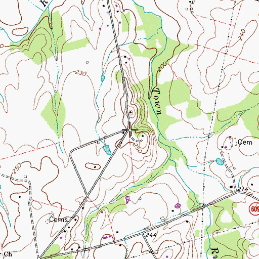 Topographic Map of Brent Town, VA