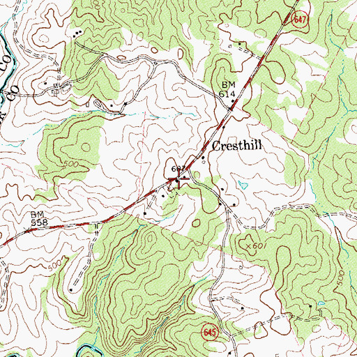 Topographic Map of Crest Hill Baptist Church, VA