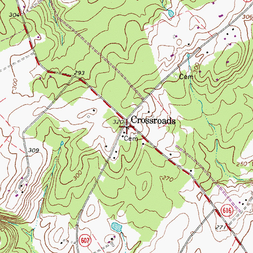 Topographic Map of Cross Road Church, VA