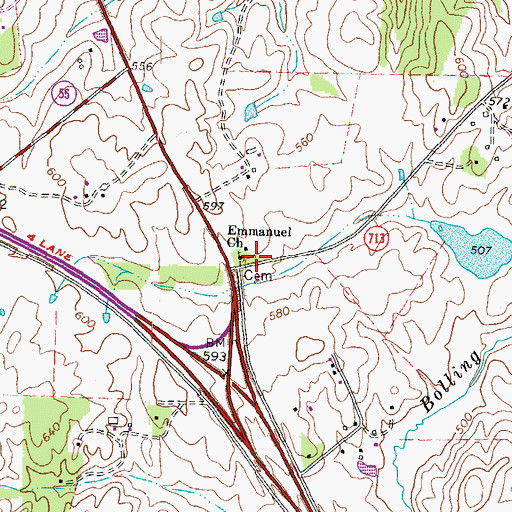 Topographic Map of Emmanuel Cemetery, VA