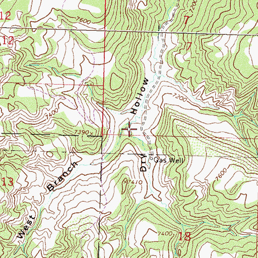 Topographic Map of West Branch Dry Hollow, CO