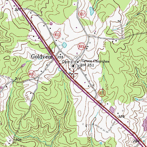Topographic Map of Goldvein Post Office, VA