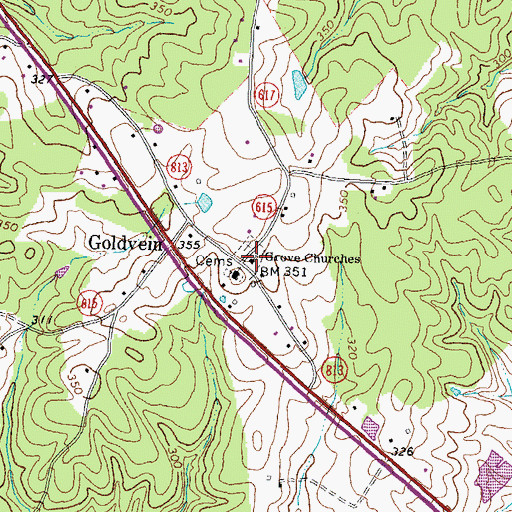 Topographic Map of Grove Baptist Church, VA