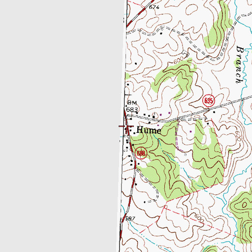 Topographic Map of Hume Post Office, VA