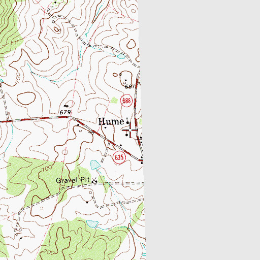 Topographic Map of Hume School (historical), VA