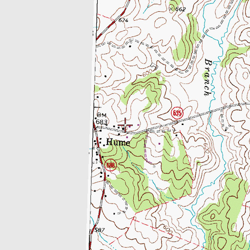 Topographic Map of Hume United Methodist Church, VA