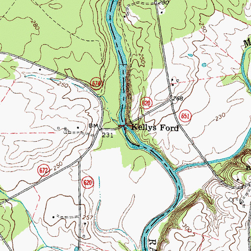 Topographic Map of Kellys Ford, VA