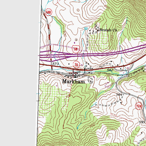 Topographic Map of Markham Post Office, VA