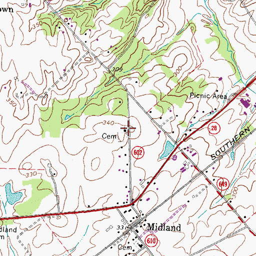 Topographic Map of Midland Brethren Church, VA