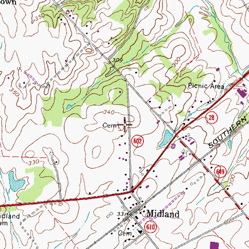 Topographic Map of Midland Church of the Bretheren Cemetery, VA