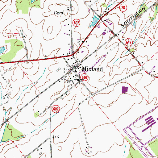 Topographic Map of Midland Methodist Church, VA