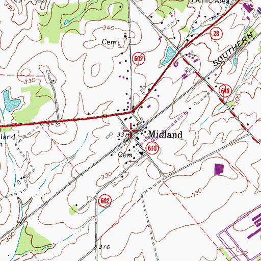 Topographic Map of Midland Post Office, VA
