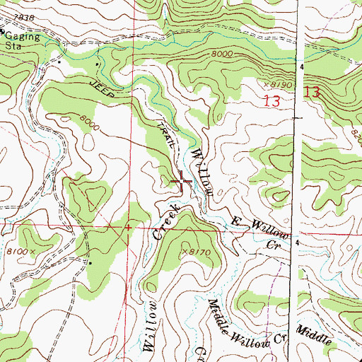 Topographic Map of West Willow Creek, CO