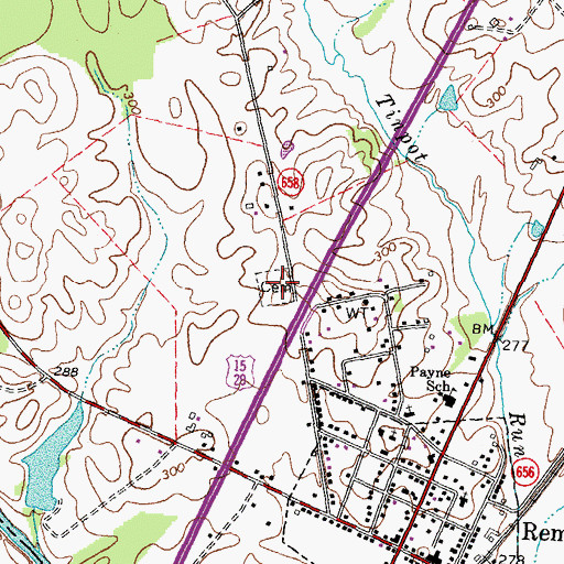 Topographic Map of Remington Cemetery, VA