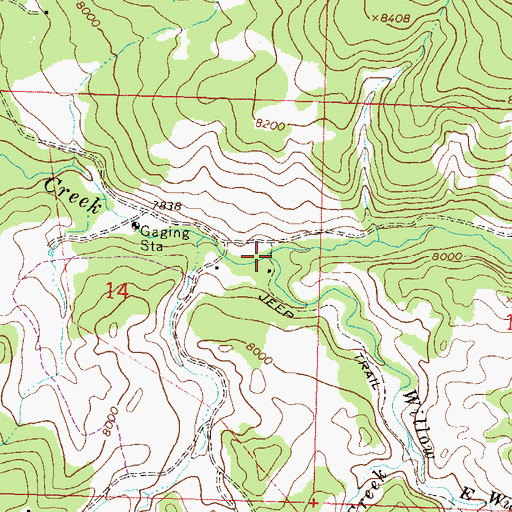 Topographic Map of Willow Creek, CO