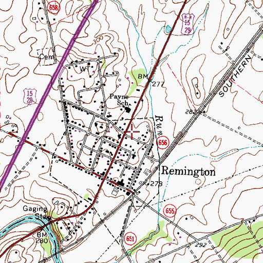 Topographic Map of Remington Post Office, VA