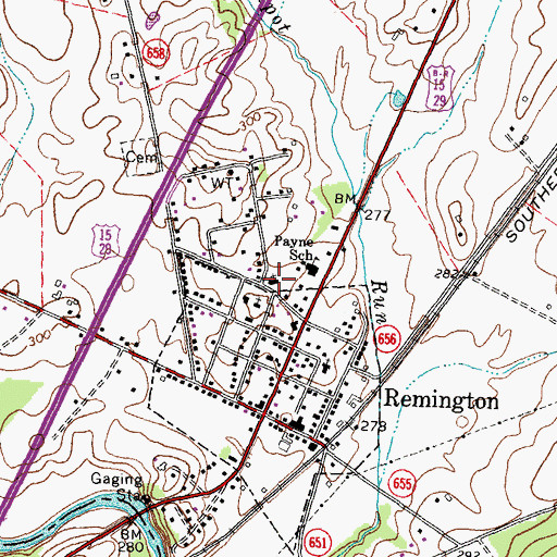 Topographic Map of Remington United Methodist Church, VA