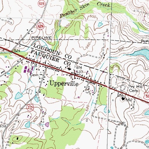 Topographic Map of Upperville Historic District, VA