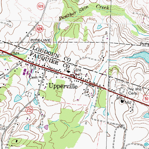 Topographic Map of Upperville Post Office, VA