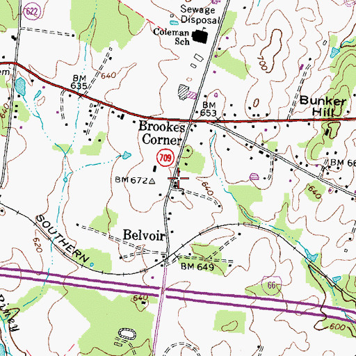 Topographic Map of Belvoir Assembly of God Church, VA