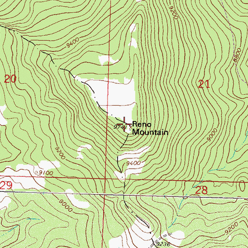 Topographic Map of Reno Mountain, CO