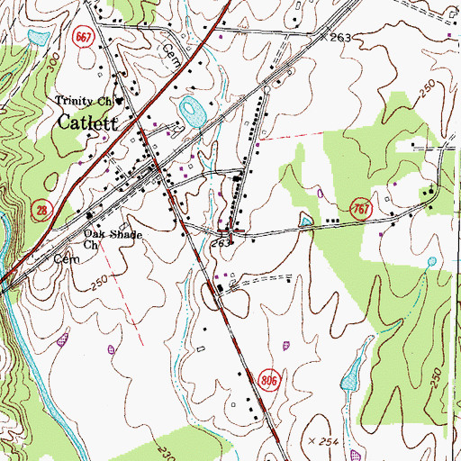Topographic Map of Catlett Nazarene Church, VA