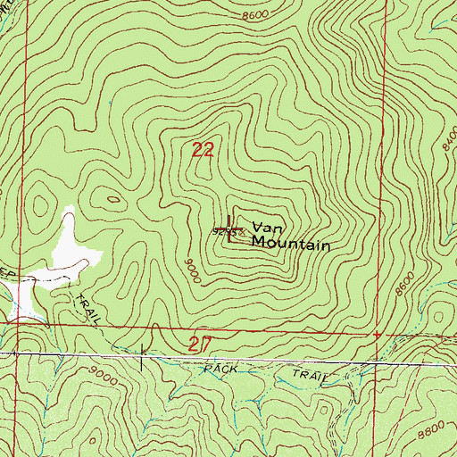 Topographic Map of Van Mountain, CO