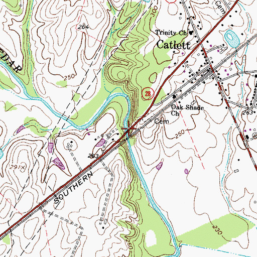 Topographic Map of Cedar Run Bridge, VA