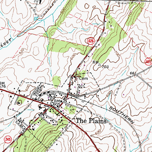 Topographic Map of First Baptist Church, VA