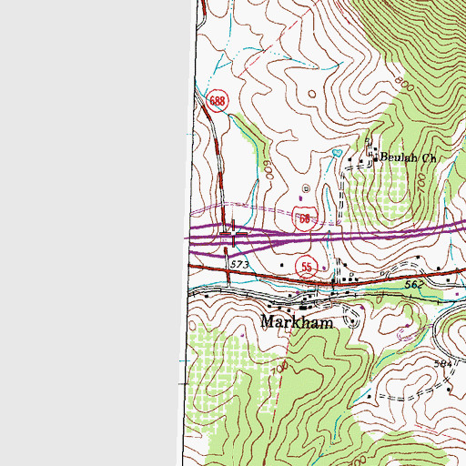 Topographic Map of Interchange 18, VA