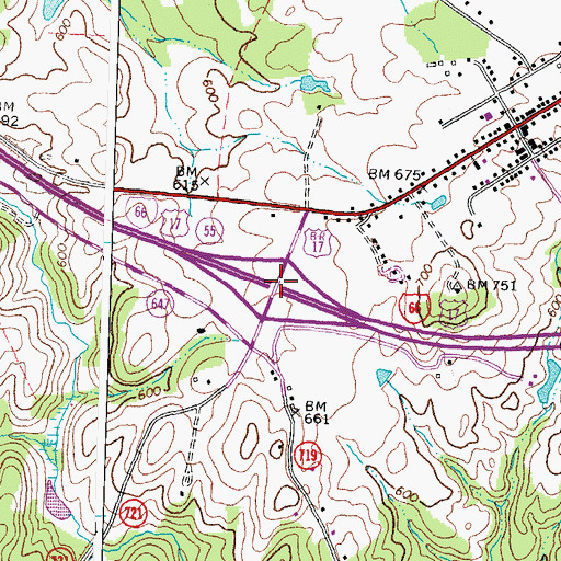 Topographic Map of Interchange 27, VA