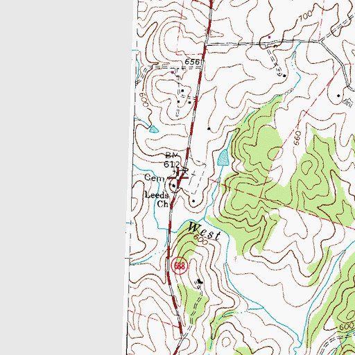 Topographic Map of Leeds Cemetery, VA