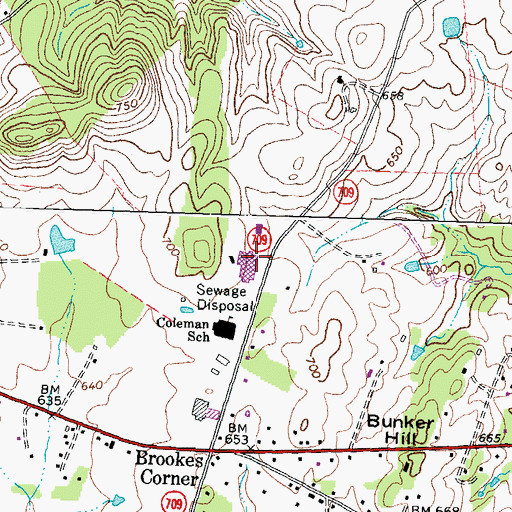 Topographic Map of Marshall Middle School, VA