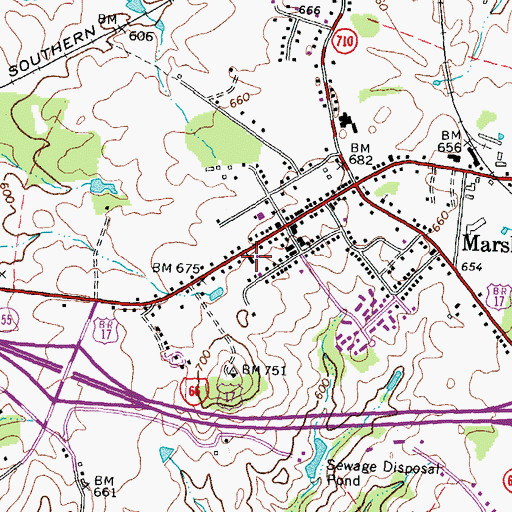 Topographic Map of Marshall Methodist Episcopal Church, VA