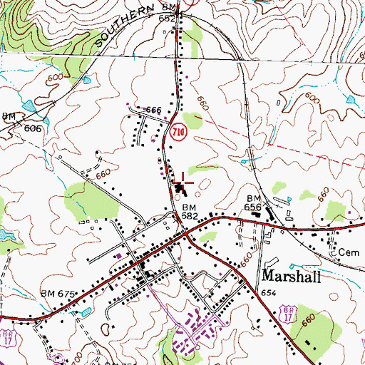 Topographic Map of Marshall Vocational School, VA