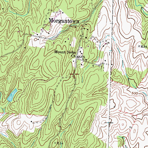 Topographic Map of Morgantown School (historical), VA