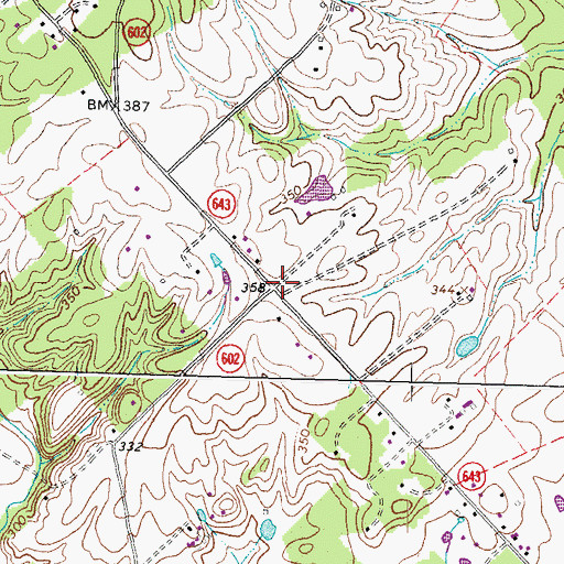 Topographic Map of Oak Tree Corner, VA