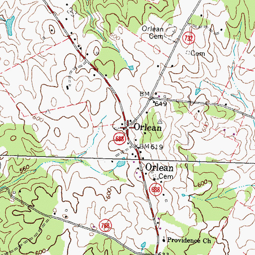 Topographic Map of Orlean Post Office, VA
