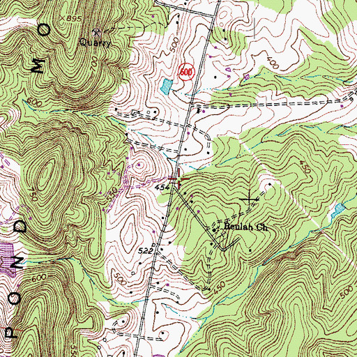 Topographic Map of Pilgrim Rest School (historical), VA