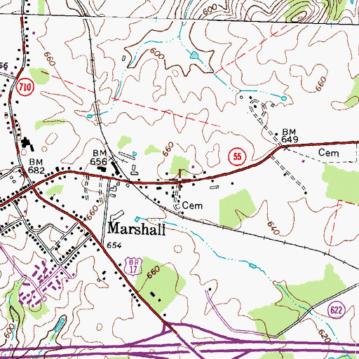 Topographic Map of Rosstown, VA