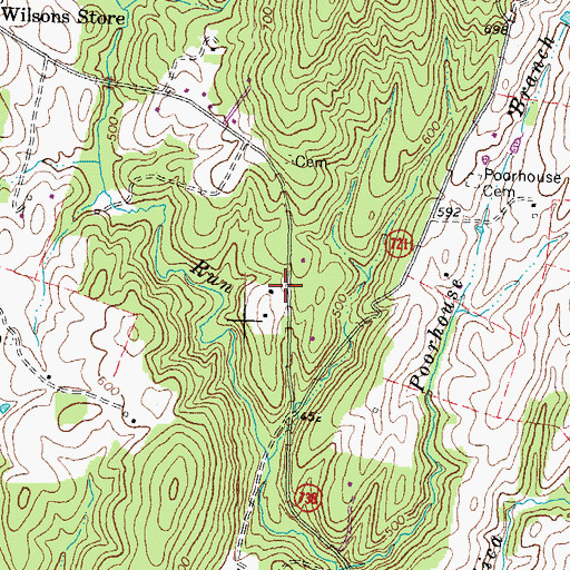 Topographic Map of South Run Church (historical), VA