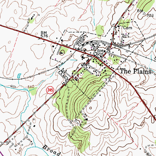 Topographic Map of The Plains Baptist Church, VA