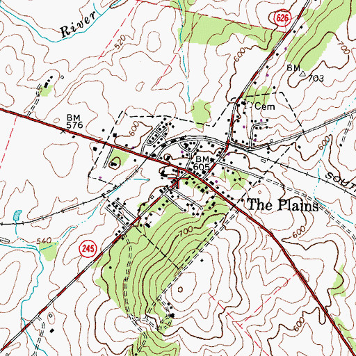 Topographic Map of The Plains Post Office, VA