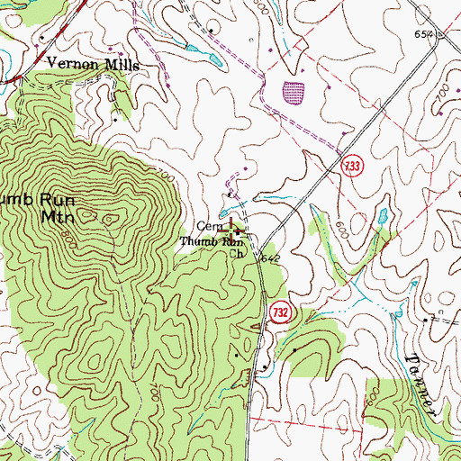 Topographic Map of Thumbn Run Cemetery, VA