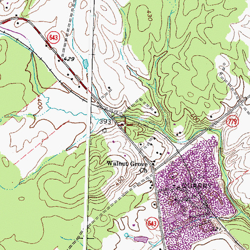 Topographic Map of Turkey Run School (historical), VA