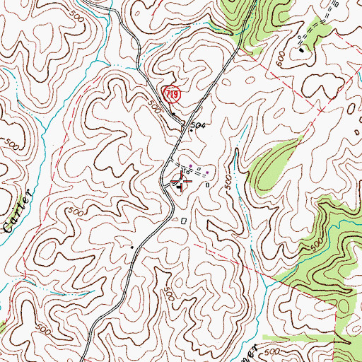 Topographic Map of Waveland, VA