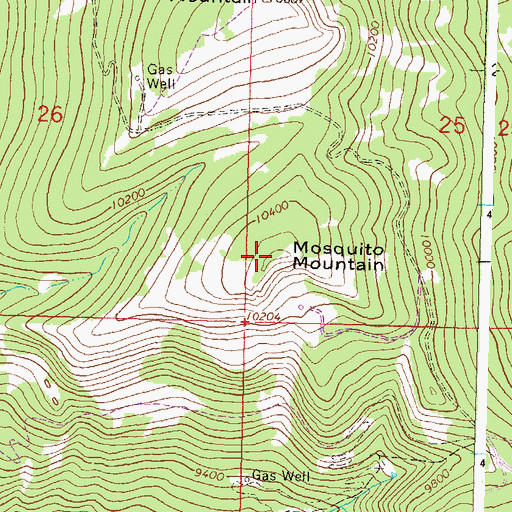 Topographic Map of Mosquito Mountain, CO