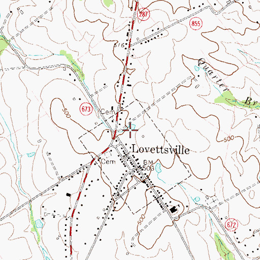 Topographic Map of Lovettsville Post Office, VA