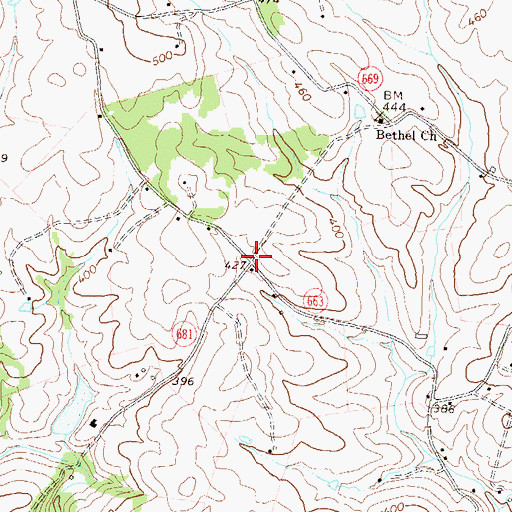Topographic Map of Slaters Crossroads, VA