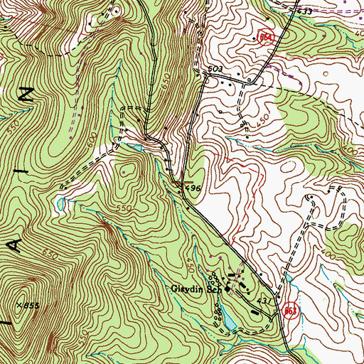 Topographic Map of Barnhouses Store, VA